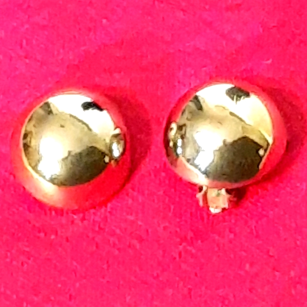 Coro Vintage Silver Disco Dome Clip Earrings